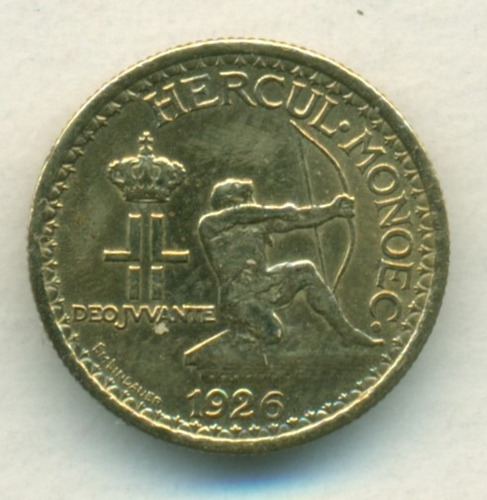 Mónaco Moneda Bronce Aluminio 50 Céntimos 1926 Km#113 Exc