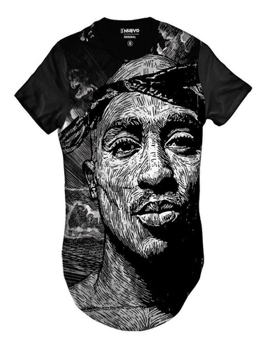 Imagem 1 de 2 de Camiseta Longline 2pac Rapper Tupac Hip Hop Style