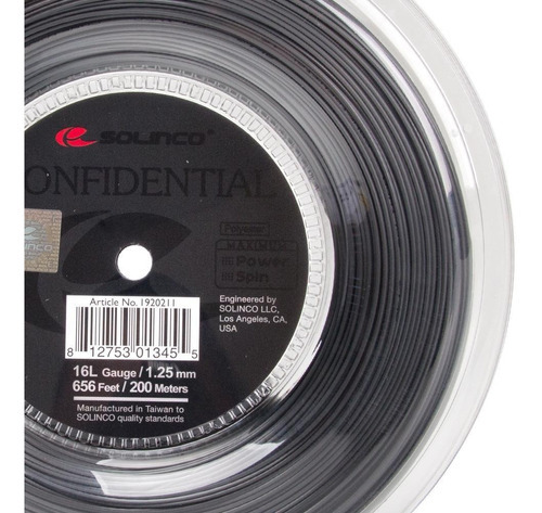 Rollo confidencial de Solinco 1,25 cuerda encordado Tenis