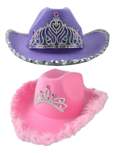 Gift Cowboy Hats Pink And Purple Cowgirl Hat Pair 1