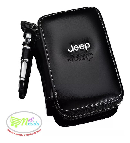 Llavero Jeep De Cuero Porta Llaves Cartera Negra.