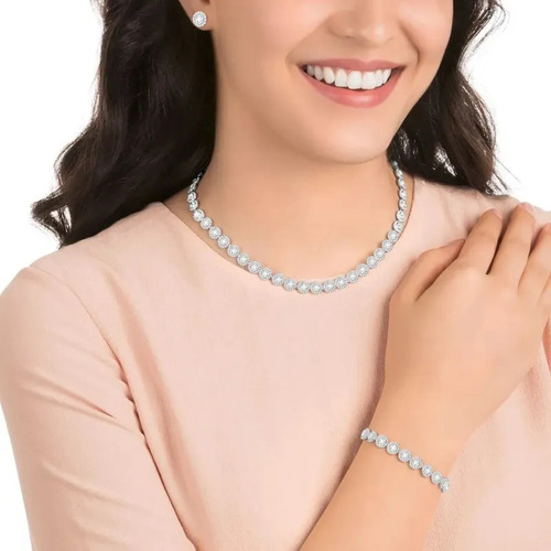 Conjunto Swarovski Collar Swarovskies Angelic Baño Rodio