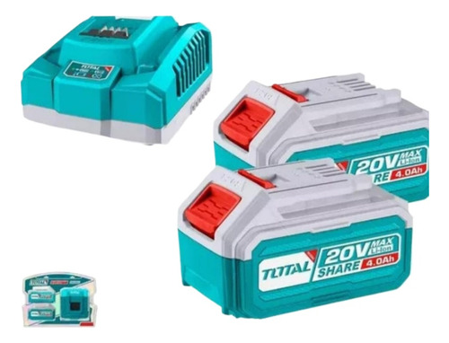 Kit De Baterias Y Cargador 20v 4.0ah X 2pcs Total Tfbcpk1424