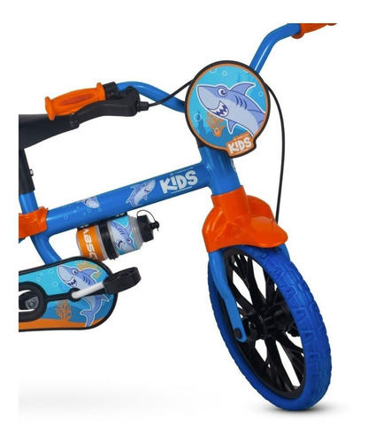 Bicicleta Aro 12 Absolute Passeio Infantil Bike Kids Tubarão Cor Azul/Laranja