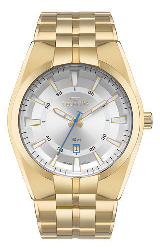 Relógio Technos Masculino Skymaster Dourado - 2115txj/1k Bisel Prata
