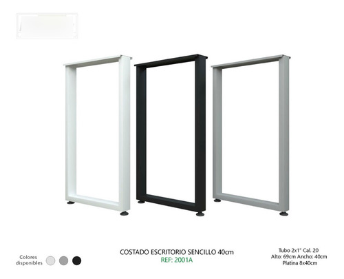 Imagen 2 de 2 de Pata Costado Pedestal Para Escritorio Ref. 2001a X Unidad