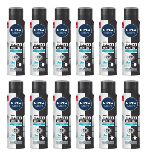 Desodorante Aero Nivea 150ml Masc Black White Invi Fresh-12u