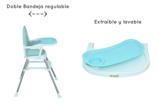 Silla Comer Bebe Avanti Lyra 3 - 1 Convertible Booster Patas Color Celeste