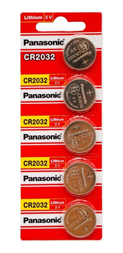 Pack 5 Pilas Cr2032 Panasonic - Batería Litio.