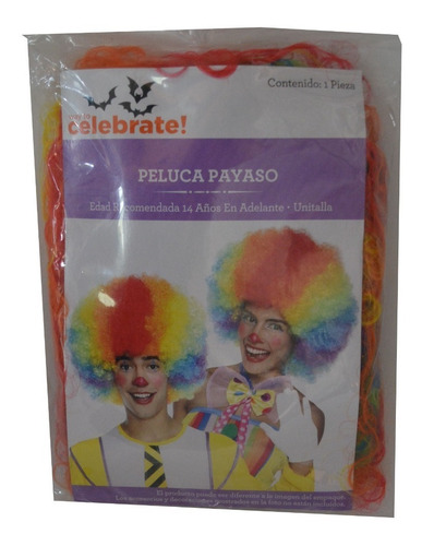 Peluca Disfraz Payaso De Colores Fiesta