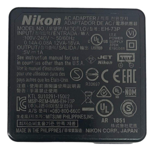 Adaptador De Carga Nikon Eh-73p Coolpix, Camara Z Keymission