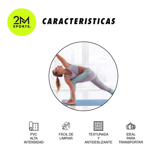 Imagen 3 de 9 de Yoga Mat Colchoneta 6mm Pvc Pilates Fitness Gym 183cm X 61cm