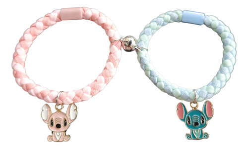 Pulsera Stitch /ángel Magnético Para Compartir Amistad Azul Acero 5 Cm 22.86 Cm