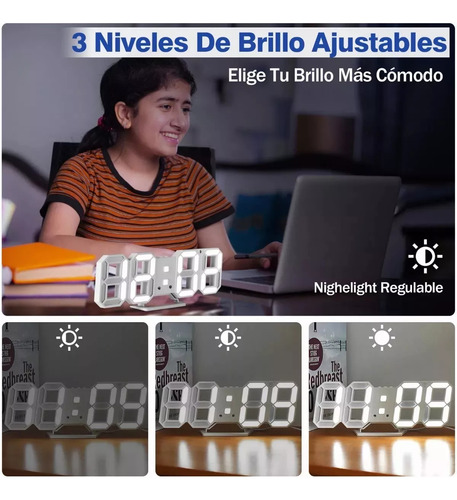 Reloj Digital De Luz Led 3d, Moderno Con Alarma