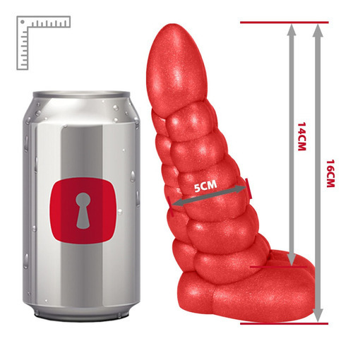 Pene flexible con escroto, serpiente, 16 x 5 cm, rojo