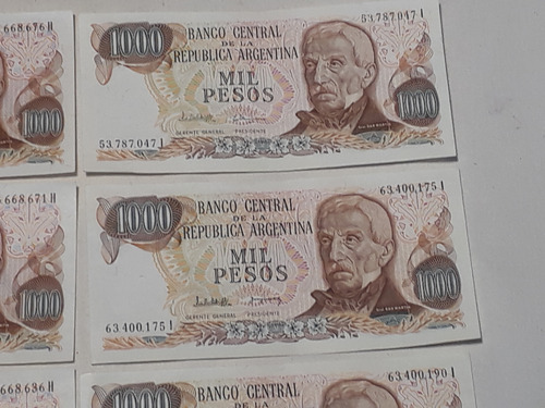 Billetes Antiguos De Argentina 1000 Pesos Ley X 6 Sc Y Sc-