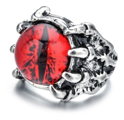 Anillo Ojo Del Mal Dragón Color Plata Gótico Hombre Y Mujer