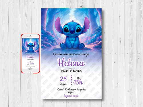 Convite Digital Aniversário Lilo Stitch