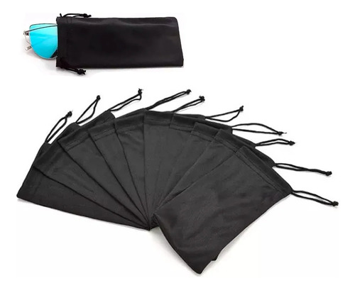 Bolsas De Almacenamiento De Gafas Negras Portátiles Con Cord