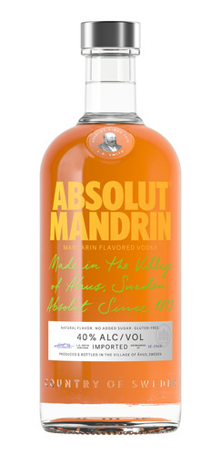 Imagen 1 de 3 de Absolut Mandarin Vodka 750 Ml