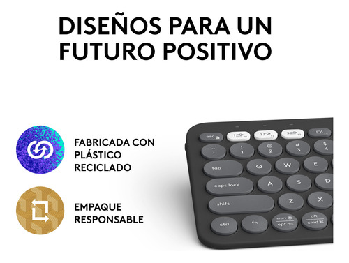 Teclado Logitech Peeble 2 K380s Bt Español Usa Pilas Grafito