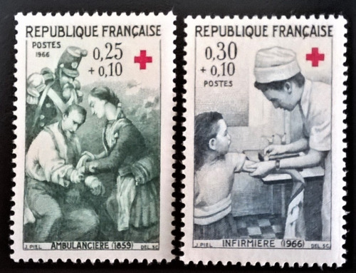 Francia, Serie Yv. 1508-09 Cruz Roja 1966 Mint L13443