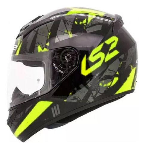 Casco Moto Ls2 352 Palimnesis Blk Hv Yell Intergal 