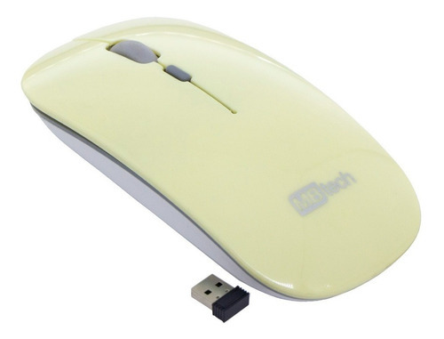 Mouse Óptico Sem Fio Recarregável - Silencioso Slim Usb 3.0 Cor Amarelo/branco
