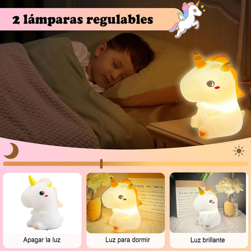 Luz Nocturna Unicornio Multicolor Táctil Recargable Usb