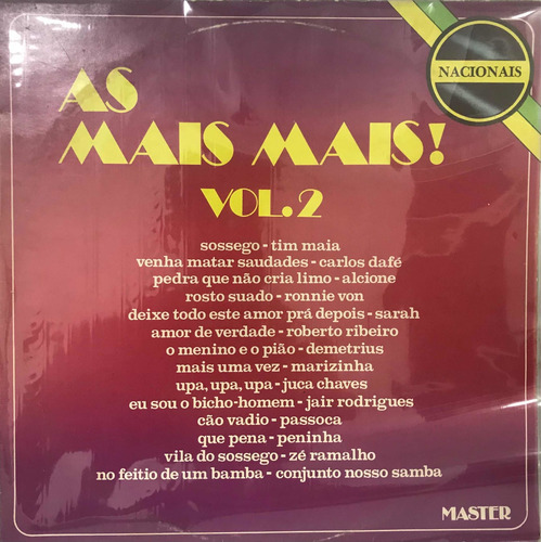 Lp As Mais Mais Vol 2 Tim Maia Peninha Zé Ramalho 1978 - Mv (Usado)