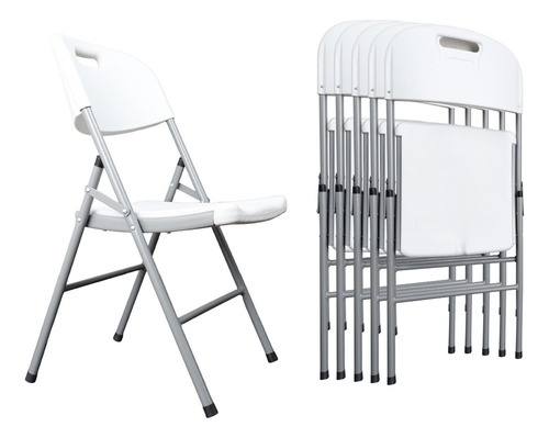 Kit 6 Sillas Plegables Plástico Resistentes Jardín Eventos