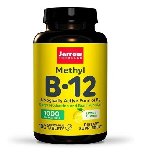 Imagen 1 de 2 de Suplemento en comprimidos masticables Jarrow Formulas  Methyl B-12 vitamina b12 sabor limón en pote 100 un