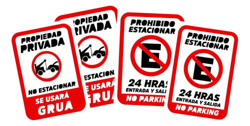 Kit 4pza Vinil Señal No Estacionar Se Usa Grua No Parking