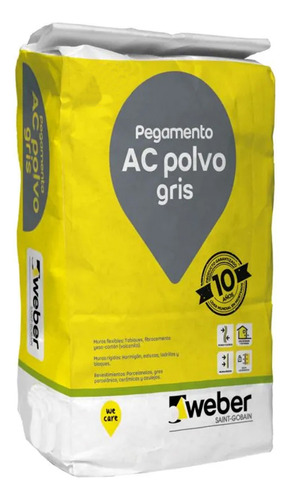 Adhesivo Cerámico Ac Polvo Gris 24.5kg Weber
