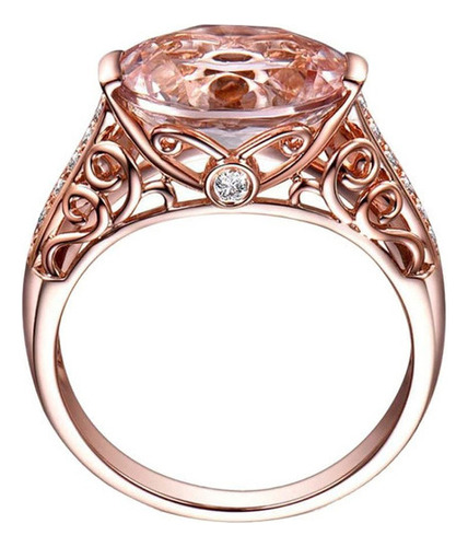 Joyería Elegante Anillo De Cuarzo Rosa En Oro Rosa