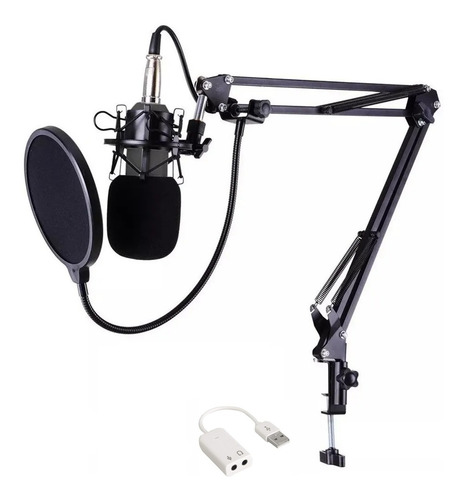 Microfone Estúdio Bm800 + Aranha + Braço + Pop Filter