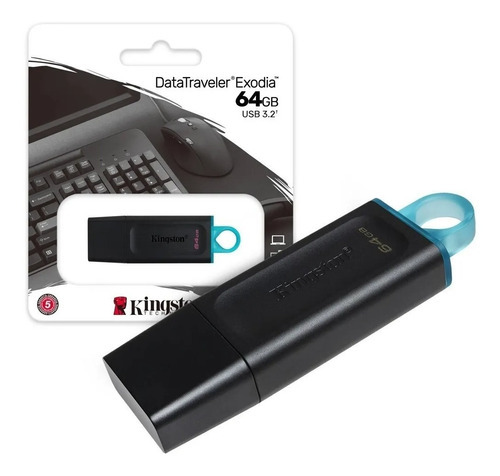 Pendrive Kingston Datatraveler Exodia Dtx/64 64gb 3.2 Gen Color Negro