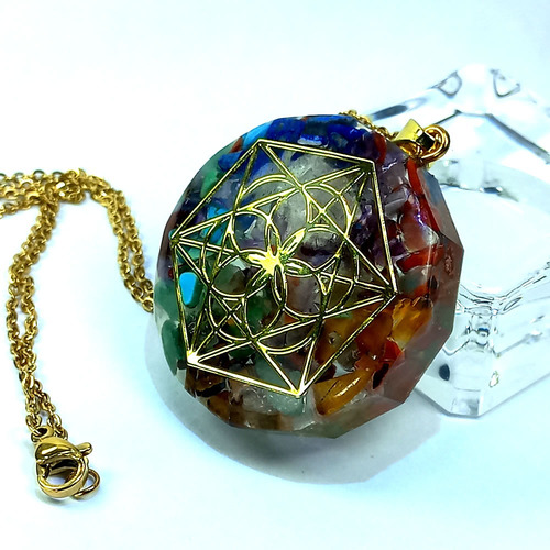 Orgón - Flor De Loto - 7 Chakras + Cadena Acero