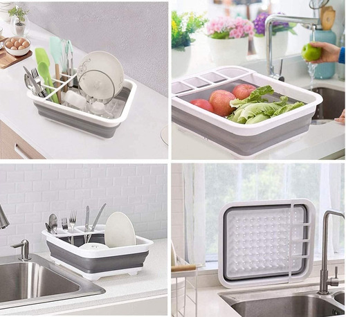 Set Escurridor Plegable Secaplatos + Enrollable Bacha Frutas