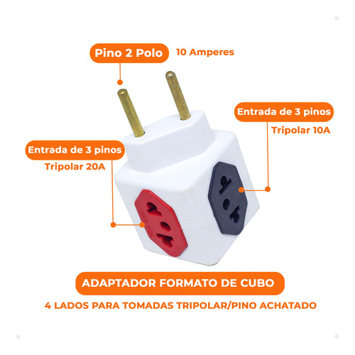Kit 5 Adaptador Benjamin Plug Tomada 4s 10a/20a Aparelhos