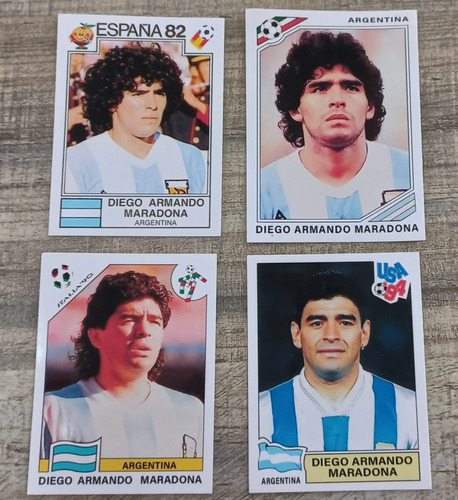 4 Laminas Mundiales De Fútbol Maradona (reimpresas). 