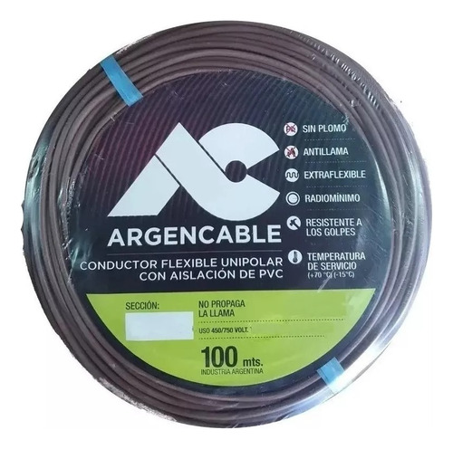 Cable unipolar Argencable 2.5mm² marrón x 100m