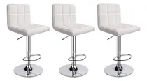 Comprar Banquetas Desayunador Taburete Altas Barra Set X 3 Ecocuero Color Blanco