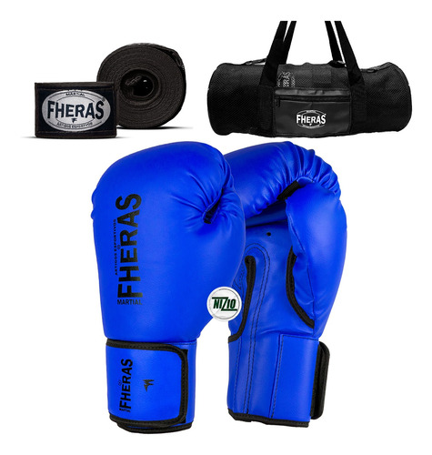 Kit Muay Thai Luva De Boxe Kickboxing Bandagem Bolsa Mma