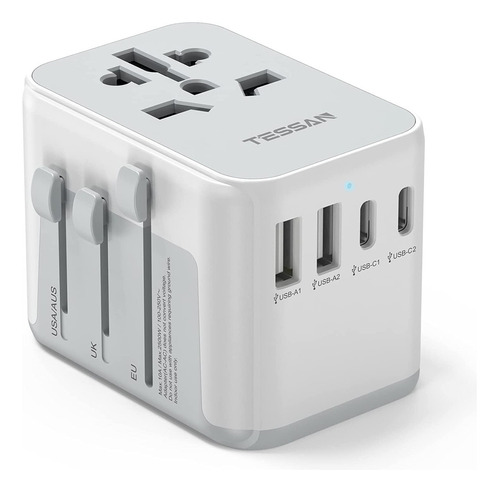 Adaptador Universal De Viaje Con 4 Puertos Usb(2 Tipo C)