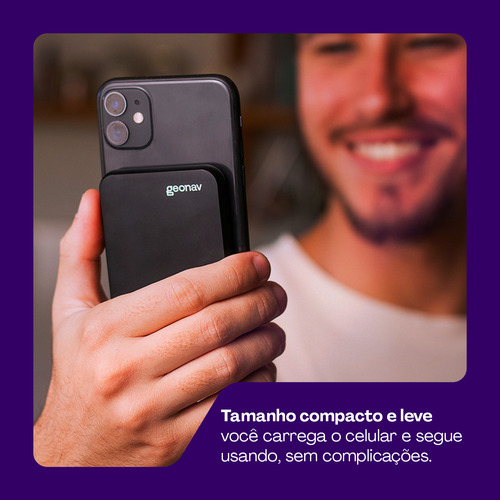 Power Bank Indução 5.000mha UltraSlim 20w Magsafe Usb-c Magnético Preto Geonav