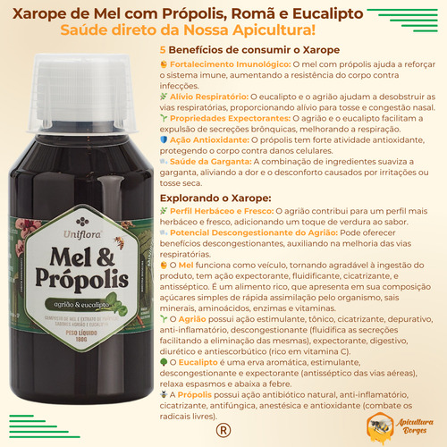 Xarope Antigripal Natural: Mel E Própolis Agrião E Eucalipto