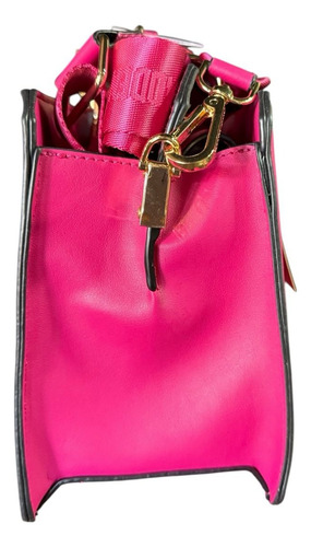Steve Madden Satchel Bevelynl Fucsia Cuero Rosa Chicle Rosa Chicle Lisa Con Logo De La Marca Níquel Rosa Chicle