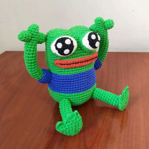 Pepe The Frog Meme Peluche Rana Tejido A Crochet Amigurumi