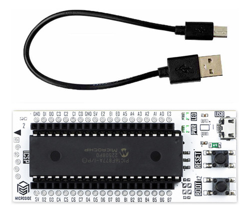 Tarjeta de desarrollo Entrenador X-TRAINER LITE F MICROSIDE MICROCHIP incluye PIC16F877A y cable USB